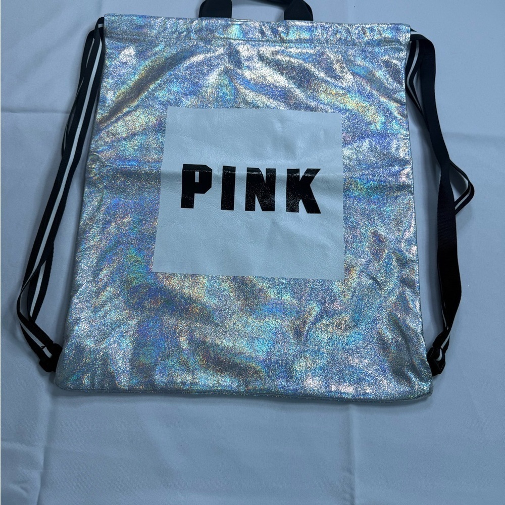 PINK Victoria's Secret Silver Holographic Backpack